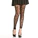 Angelina Floral-Pattern Fishnet Footless Pantyhose with Lace #9409,Black,One Size