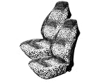 Set of 2 Universal-fit Animal Print Front Bucket Seat Cover - Snow Leopard