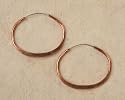 Copper Hoop Earrings, Hammered, Oval - 2 Inch Width