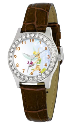 Disney Women's D1515S007 Queen Collection Tinker Bell Brown Leather Strap Watch