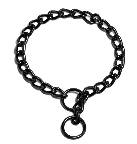 Platinum Pets Powder-Coated Dog Training Chain Collar, 24-Inch Long by 4mm Wide, Black