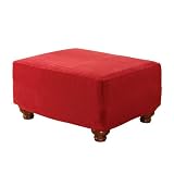 Casual Home Stretch Rib Ottoman Slipcover - Garnet