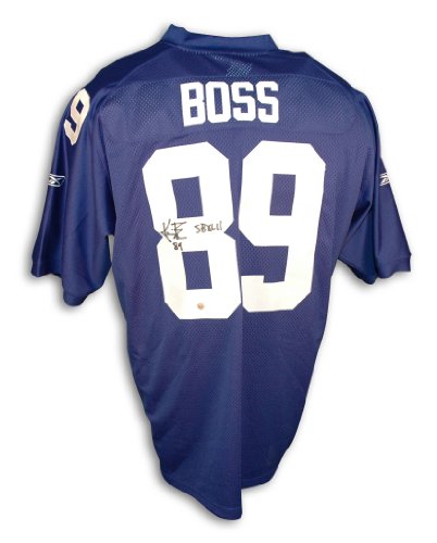 Kevin Boss Autographed New York Giants Blue Authentic Reebok Jersey Inscribed 