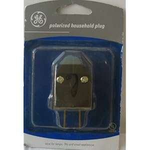GE Polarized Household Plug - Ideal for lamps, TVs, and small appliances - For use with 2-wire flat or round cord from #18-2 to #14-2 AWG