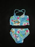 2 Pc Crisscross Back Swimsuit Aqua Hawaiian 2T