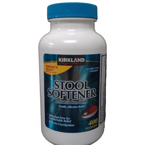 Compare Stool Softener to Colace! - Kirkland Signature Stool Softener Docusate Sodium 100 Mg, (400 Softgels) in One Bottle