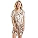 Camille Womens Ladies Luxurious Taupe Polka Dot Satin Sleepshirt