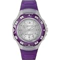 Timex Marathon Ladies Quartz Watch with Silver Dial Analogue Display and Purple Resin Strap T5K5034E