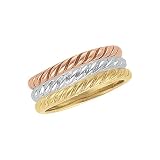 14K Tri Color Gold ''Rope Design'' Stackable Band