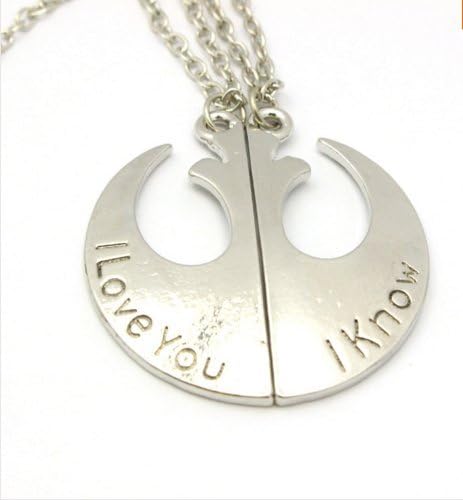 Han Solo Leia Organa Star Wars Inspired Jedi "I Love You" "I Know" Couples Necklace with Gift Box