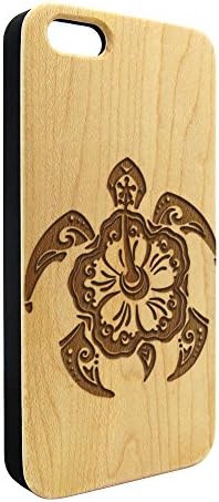 Genuine Maple Wood Organic Tribal Sea Turtle Flower Snap-On Cover Hard Case for iPhone 6 Plus