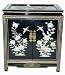 Asian Furniture & D&eacute;cor - 22" Chinese Birds & Flowers Black Lacquer End Table w/ Mother of Pearl