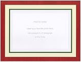 Caspari Red Moire with Green Photo Holiday Cards, Box of 10
