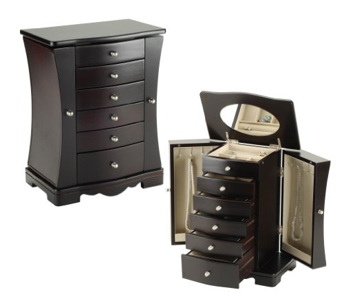 Modern Espresso Jewelry Box (Espresso) (13.75H x 10.25W x 7D)