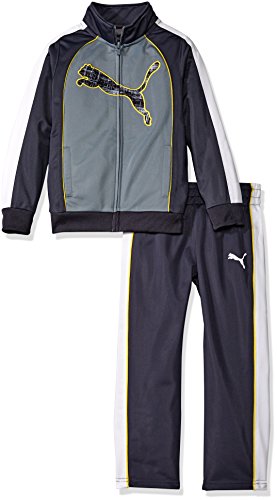 PUMA Little Boys' 2 Piece Colorblocked Cat Track Jacket and Pant Set, Smoke Grey, 6