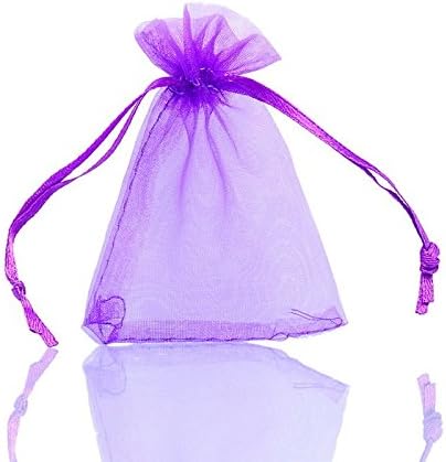 CYNDIE 25pcs 7cm X9CM Organza Gift Bags Wedding Christmas Favor Gift M3363 Dark purple