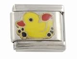 SilverBin Enamel Paint Yellow Rubber Ducky Stainless Steel Italian Charm Link