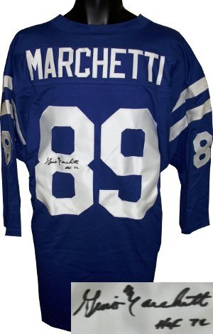 Gino Marchetti Autographed/Hand Signed Colts Blue Prostyle Jersey HOF72 3/4 Sleeve