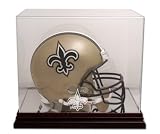 New Orleans Saints Mahogany Helmet Logo Display Case and Mirror Bottom and Back