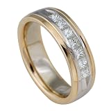 14K Two Tone Gold 1/2 ct. Princess Cut Machine Set Diamond Wedding Band