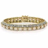18K Gold Over Sterling Silver Created Fiery White Opal & Diamond Tennis Bracelet