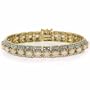 18K Gold over Sterling Silver Created Opal & Diamond Accent Vintage Bracelet