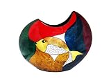 Abstract metalic gold fish lacquer decorative cresent vase-10"