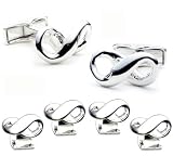 Infinity Symbol Silver Cufflinks Cuff Links & Stud Set