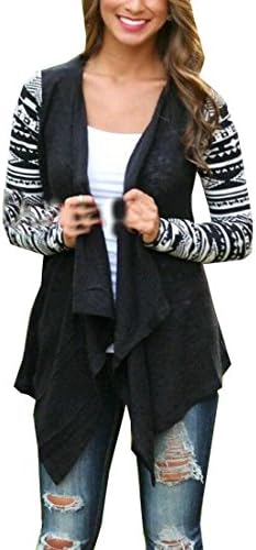 HMX Women¡¯s Casual Unbalanced Hem Knit Sweater Loose Pullover Cardigan XS Black