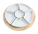 T&G Gift Range Revolving Platter in Hevea Wood with White Porcelain Dishes