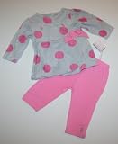 U.S. POLO ASSN. Baby-Girls Newborn Two Piece Dot Printed Legging Set, Silver/Pink, 6-9 Months