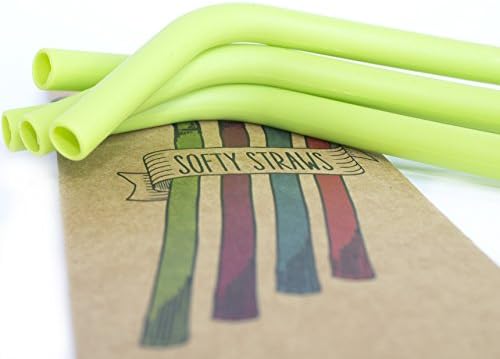Reusable Food Grade Silicone Drinking Straws (4 Pack) Kale Green - Dishwasher Clean, Safe for Kids