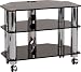 Electronics : Optimum Fusion LCD650 3 Shelf Television Or Hi-Fi Stand - Polished Chrome Rods With Black Glass