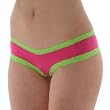 Low Rise Hipster Pantie Pink with Green Lace Trim S M L or XL