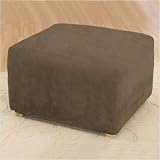 Stretch Pique Ottoman Slipcover - Taupe