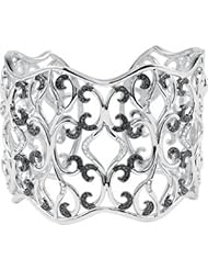 Sterling Silver 1 1/3 ct tw Black and White Diamond Cuff Bracelet