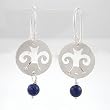 Sterling Silver Owl Earrings with Lapis Beads, #8563