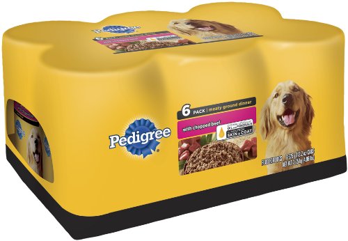 PEDIGREE Meaty Ground Dinner With Chopped Beef Canned Dog Food 13.2 Ounces (Four 6-Can Cases)