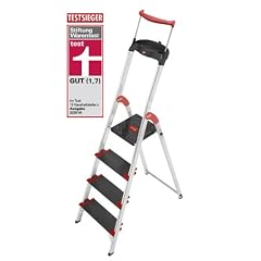 Hailo 8894-001 Alu-Sicherheits-Haushaltsleiter Championsline 225 kg - 4 XXL-Stufen  mit Ausziehbarem Sicherheits-Halteb�gel und Multifunktionsschale - Testsieger Stiftung Warentest (02/2010)