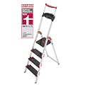 Hailo 8894-001 Alu-Sicherheits-Haushaltsleiter Championsline 225 kg - 4 XXL-Stufen  mit Ausziehbarem Sicherheits-Halteb�gel und Multifunktionsschale - Testsieger Stiftung Warentest (02/2010)