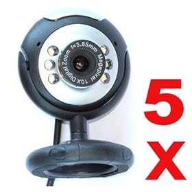 Neewer 5x 5.0 Megapixel USB 2.0 Round Digital Webcam Camera for Video / Still Image, LED Light, Clamping / Rotating Base - For PC or Laptop Computer