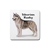Siberian Husky Rubber Square Coaster (4 pack)