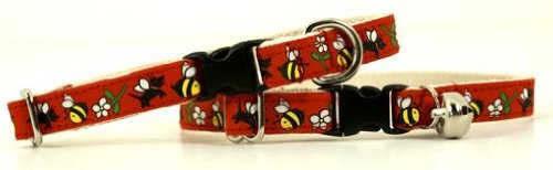 Wagging Green-Honey Cat Breakaway Collar with Bell - Red - Small - Made in USA