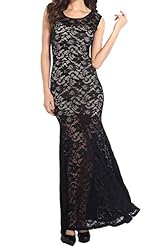 Spring Summer Winter Lace Floor Length Sleeveless Checkered Print Polyester/Spandex Evening Dress/Prom Dress 