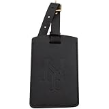 MLB New York Mets Black Leather Embossed Logo Bag Tag