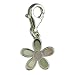 Pink White Mother of Pearl Flower Silver Clip On Charm