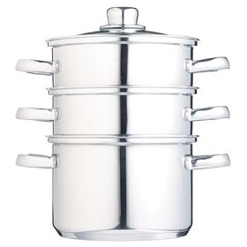 18cm 3 Tier Steamer with glass lid