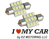 2pcs 31mm 12-SMD 1.25" 12V Festoon Dome Light LED Bulbs + STICKER DE3175 DE3022 DE3021 3175 - White