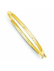 14K Gold 3.6mm Polished Solid Hinged Bangle Bracelet