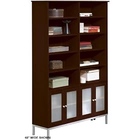 Amanda 64w Double Bookcase W Cabinet, 64W, DARK BROWN by Home Decorators Collection